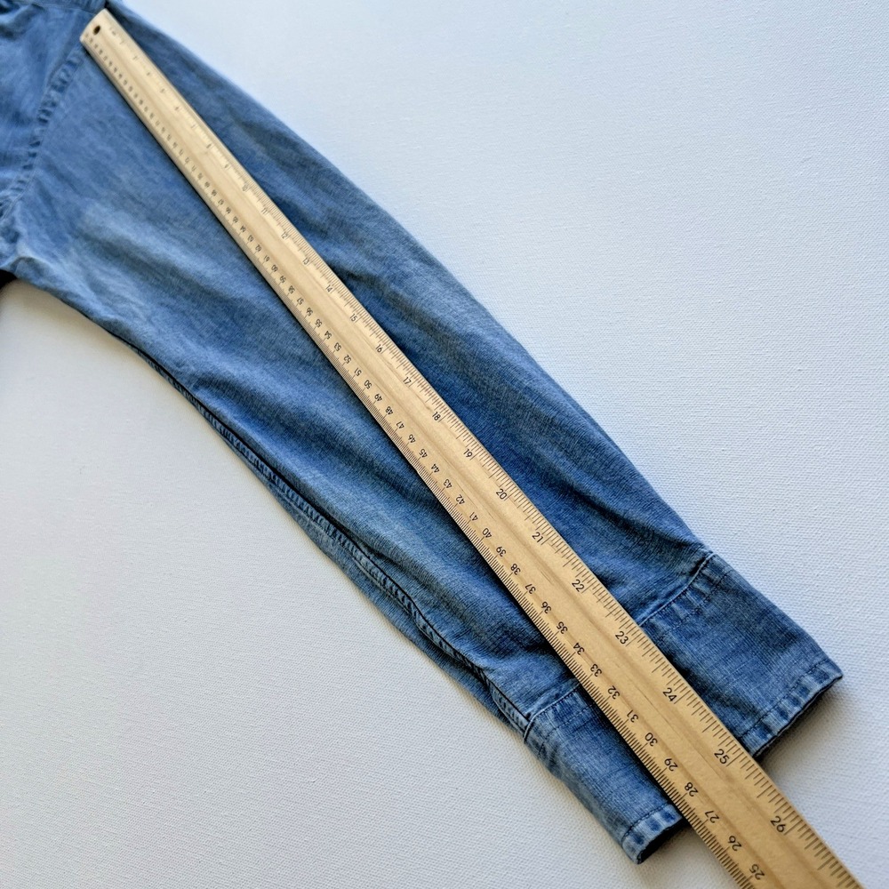 Polo Ralph Lauren Shirt Mens S Slim Fit Chambray Blue Long Sleeve Distressed - Picture 5 of 12
